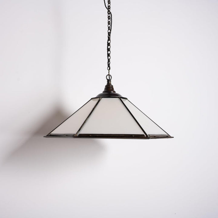 Historic London Underground Large Copper & Opal Glass Hexagonal Pendant Lights