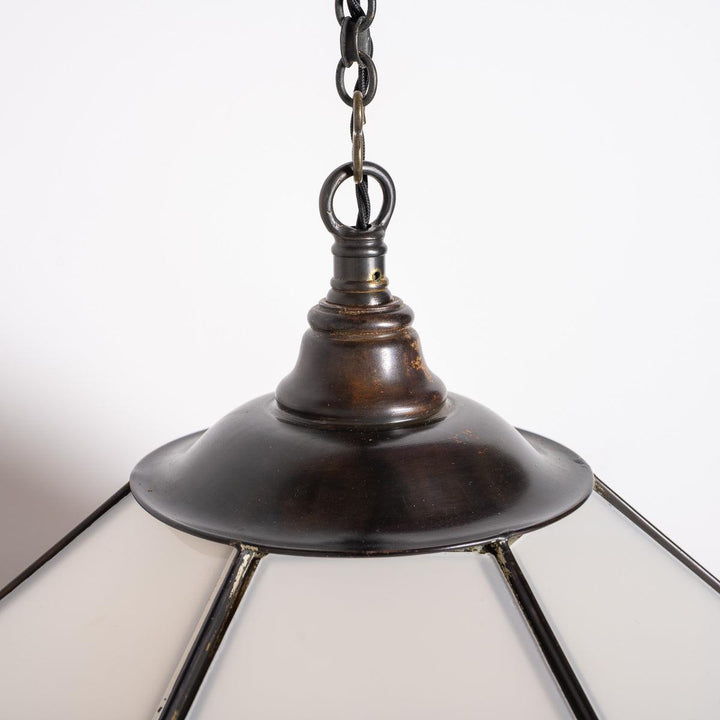 Historic London Underground Large Copper & Opal Glass Hexagonal Pendant Lights