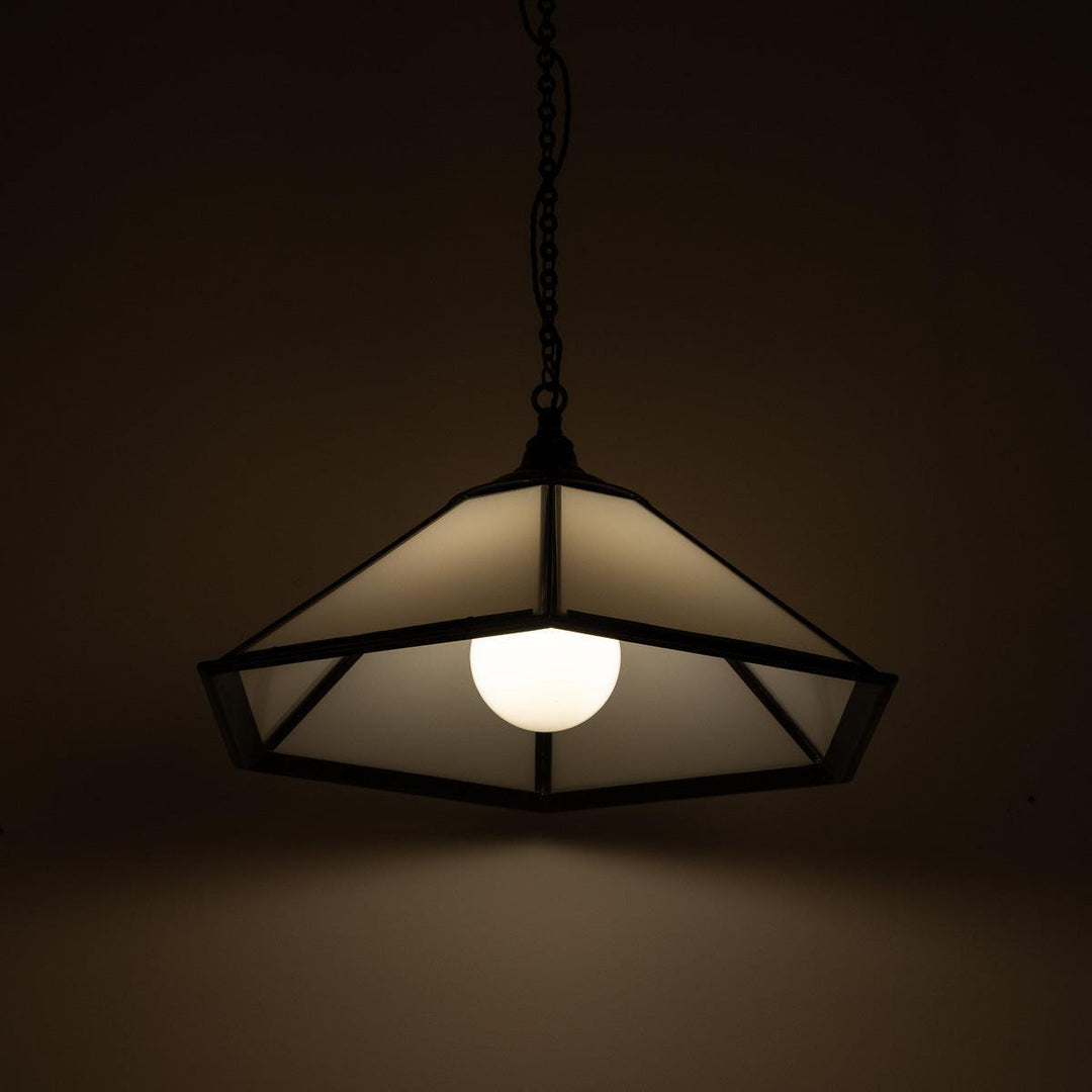 Historic London Underground Large Copper & Opal Glass Hexagonal Pendant Lights