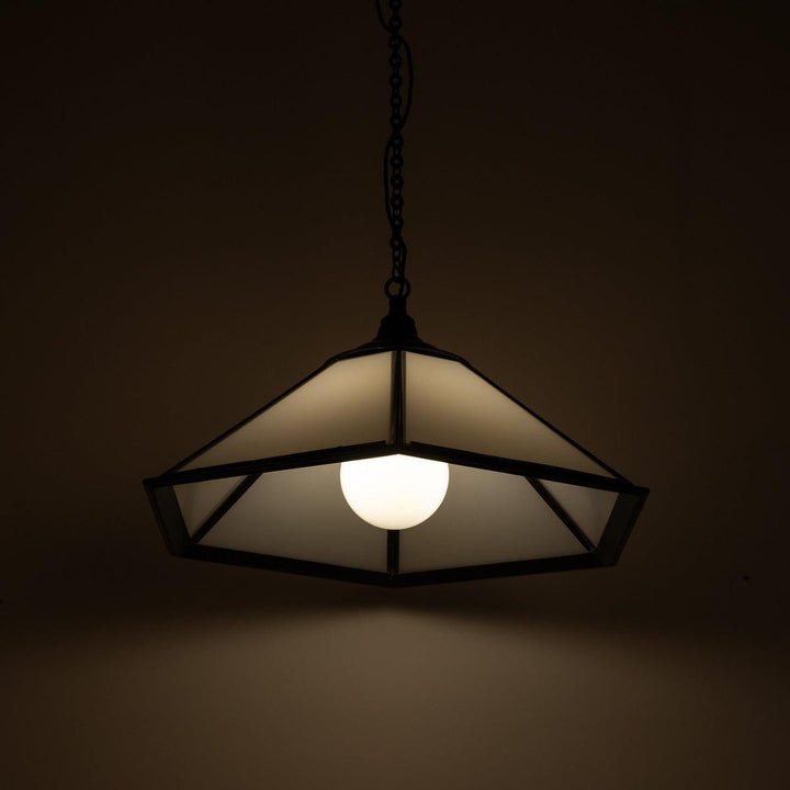Historic London Underground Large Copper & Opal Glass Hexagonal Pendant Lights