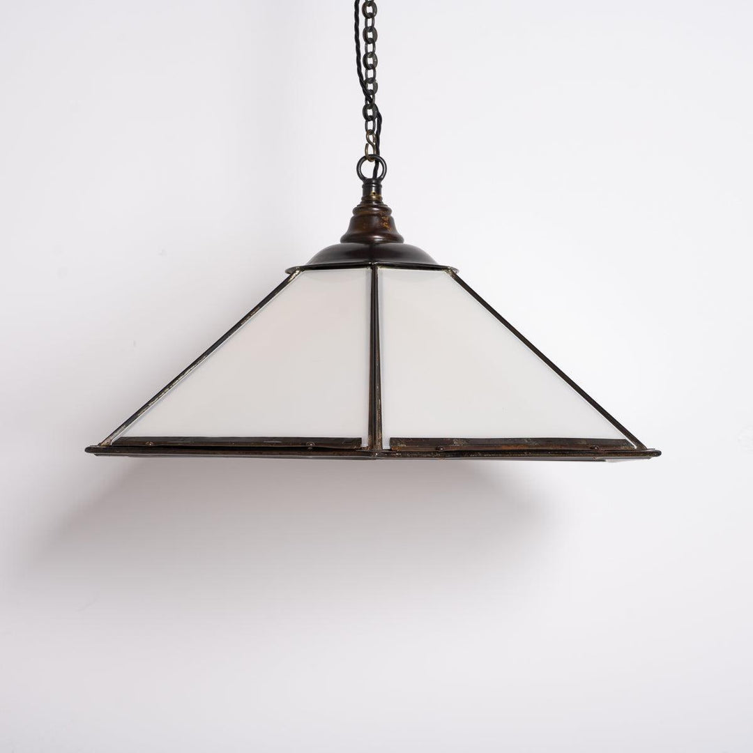Historic London Underground Large Copper & Opal Glass Hexagonal Pendant Lights