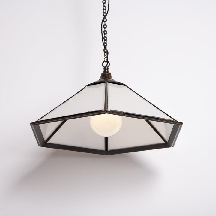Historic London Underground Large Copper & Opal Glass Hexagonal Pendant Lights