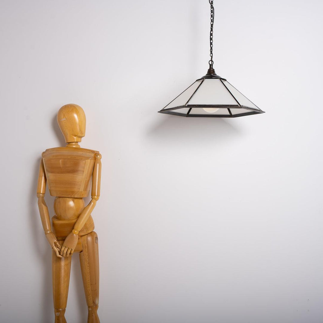 Historic London Underground Large Copper & Opal Glass Hexagonal Pendant Lights