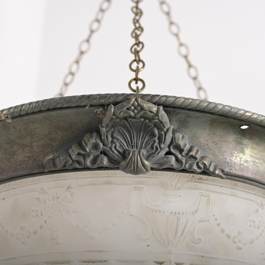 Huge 18-Inch "Moonstone" Glass Plafonnier in Bronze Mount by Jefferson & Co