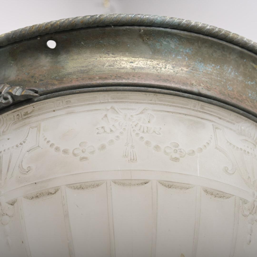 Huge 18-Inch "Moonstone" Glass Plafonnier in Bronze Mount by Jefferson & Co