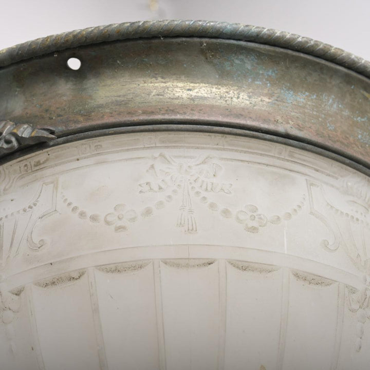 Huge 18-Inch "Moonstone" Glass Plafonnier in Bronze Mount by Jefferson & Co