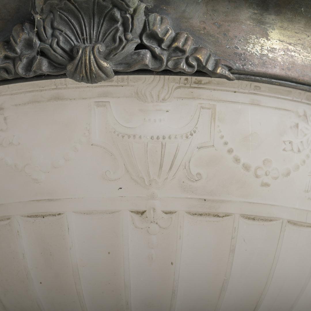 Huge 18-Inch "Moonstone" Glass Plafonnier in Bronze Mount by Jefferson & Co