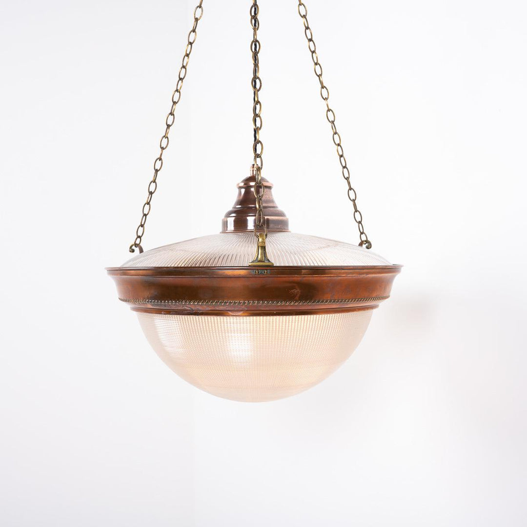 Huge Rare Antique Holophane Blondel Stiletto Bowl Pendant Light Fitting