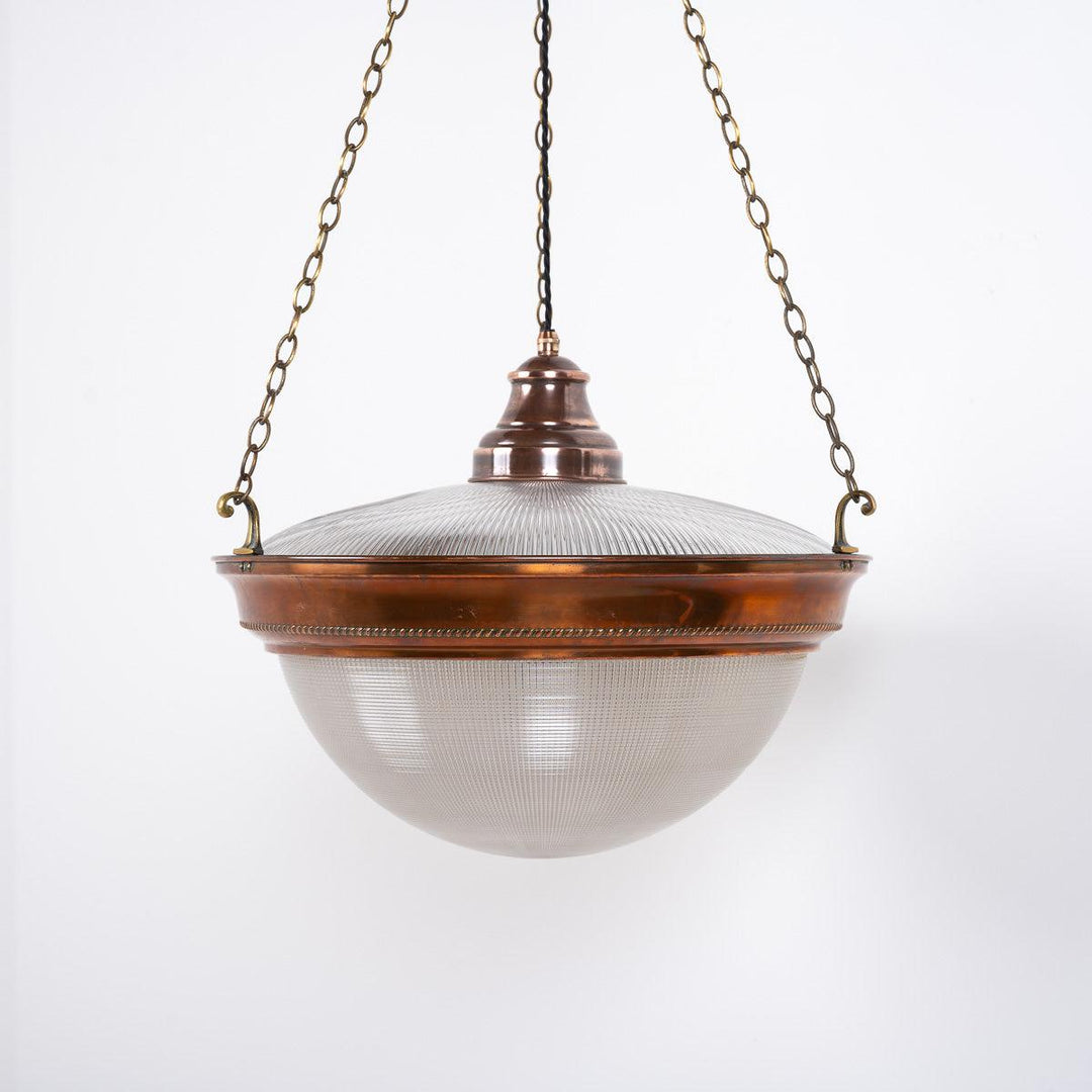 Huge Rare Antique Holophane Blondel Stiletto Bowl Pendant Light Fitting