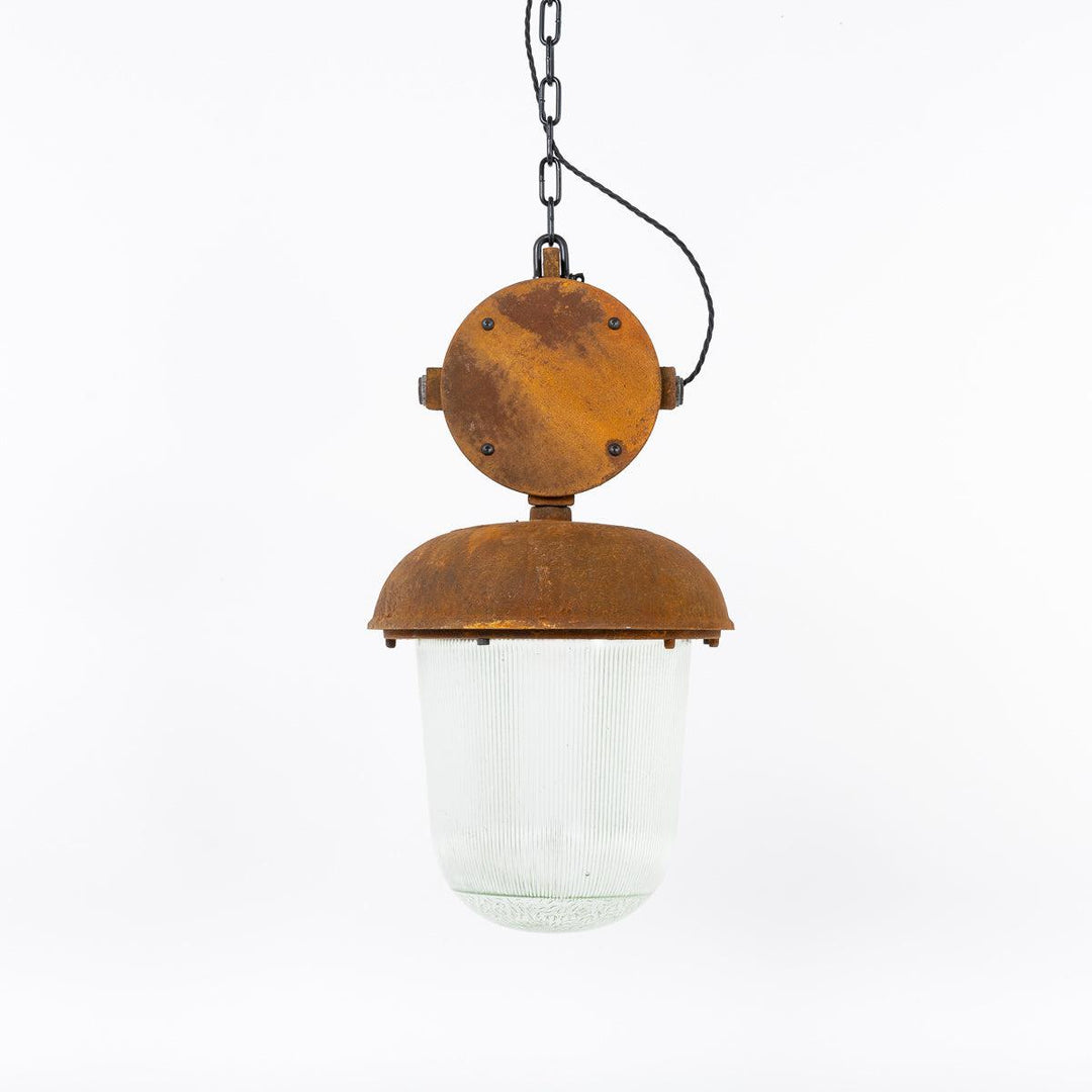 Huge Reclaimed Czech Industrial Rusted Pendant Lights