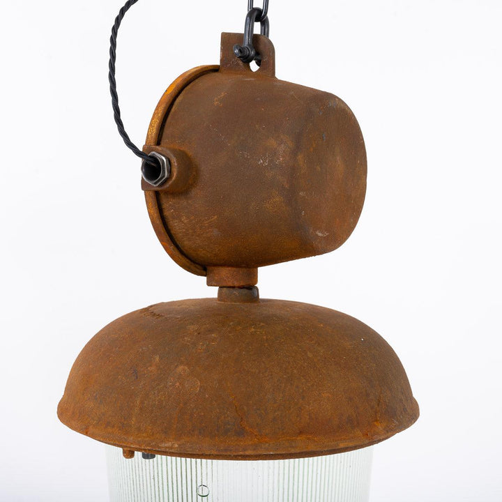 Huge Reclaimed Czech Industrial Rusted Pendant Lights