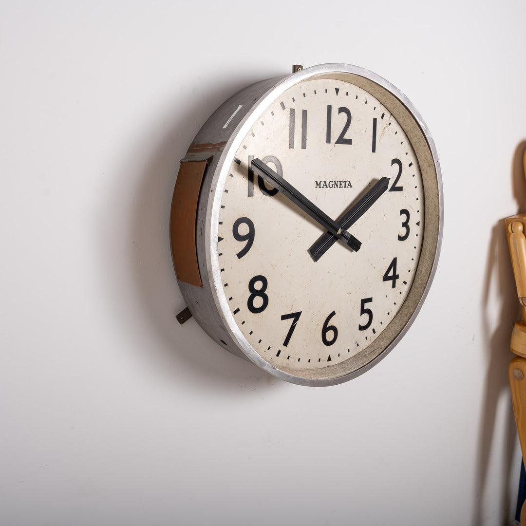 Huge Vintage British Railway Platform Clock by Magneta Time Co Ltd