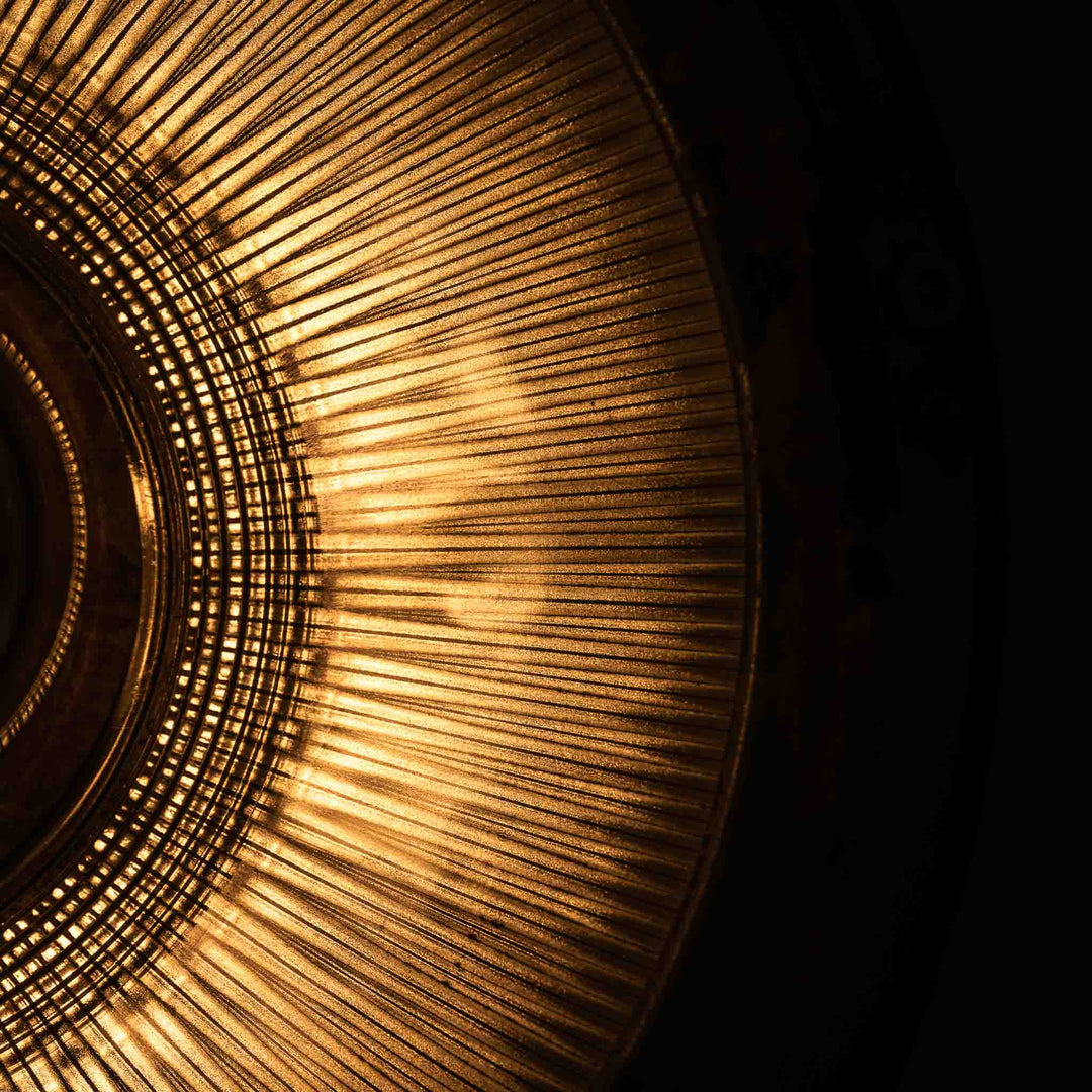 Huge Vintage Industrial Painted Steel Pendant Lights with Holophane Prismatic Glass Inserts