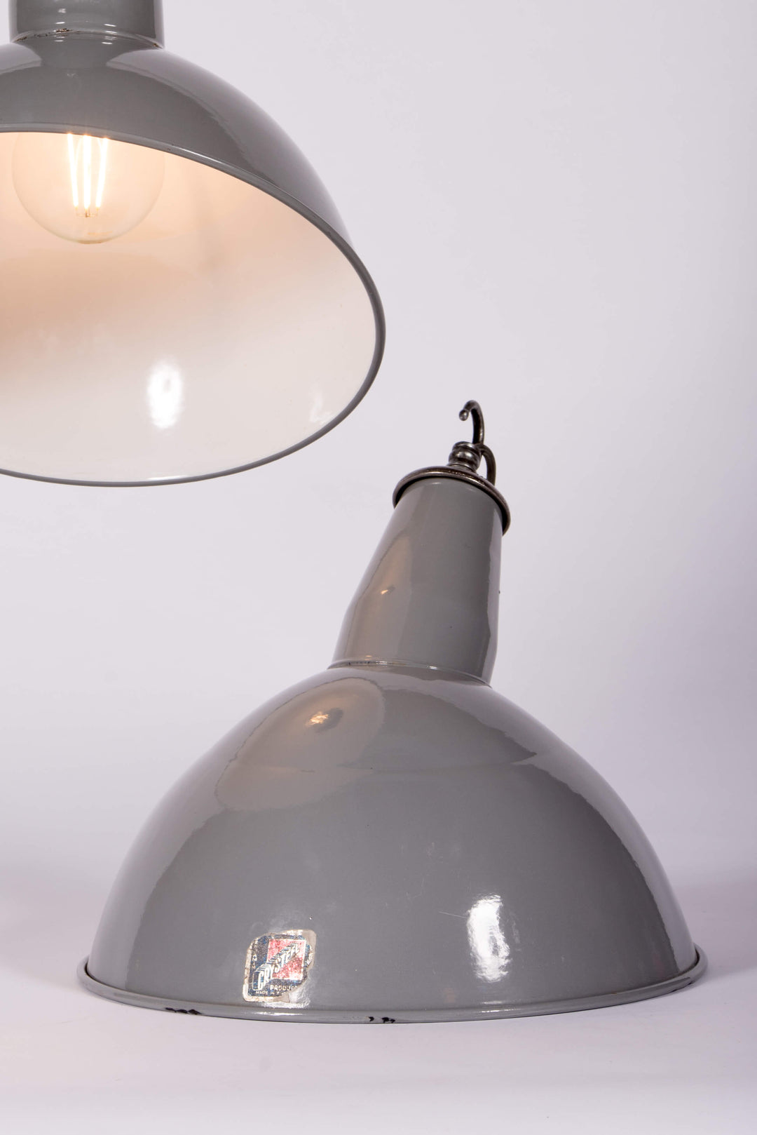 Industrial Angled Enamel Factory Light by Benjamin Electric