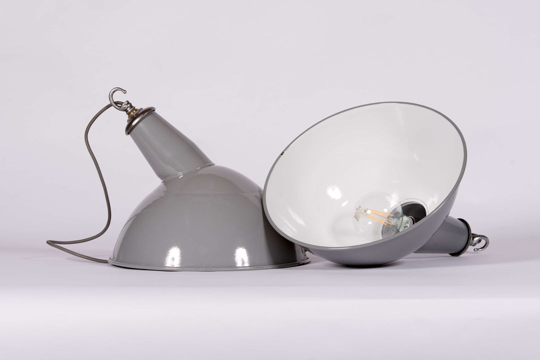 Industrial Angled Enamel Factory Light by Benjamin Electric