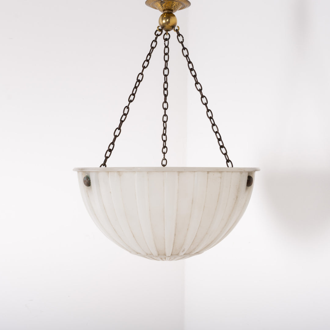 Jefferson Moonstone Glass Deep Fluted Plafonnier Pendant Light