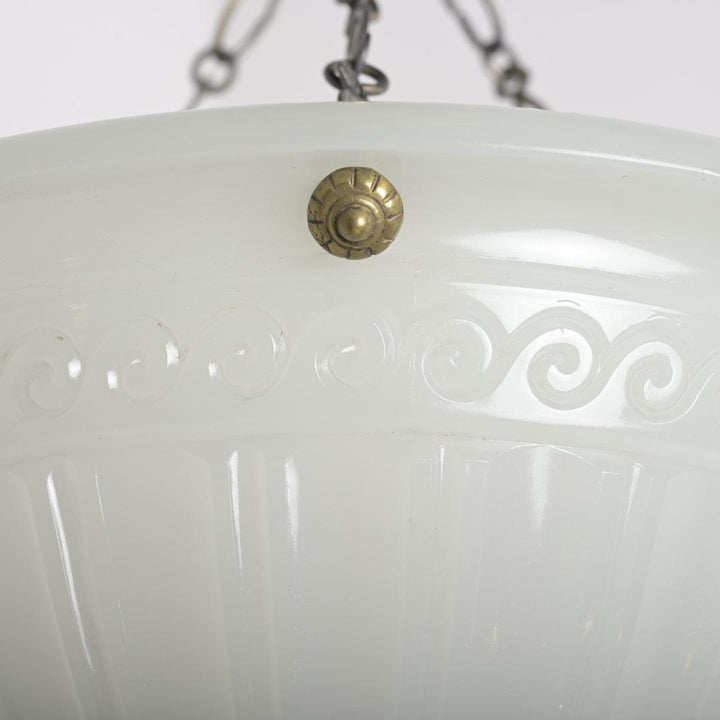 Large 14" Antique Jefferson Moonstone Plafonnier (Stamped Ripley Alabaster)