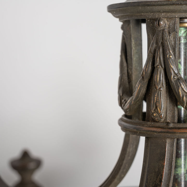 Large 14 inch English Moonstone Glass Plafonnier set in Heavy Quality Cast Bronze Frame