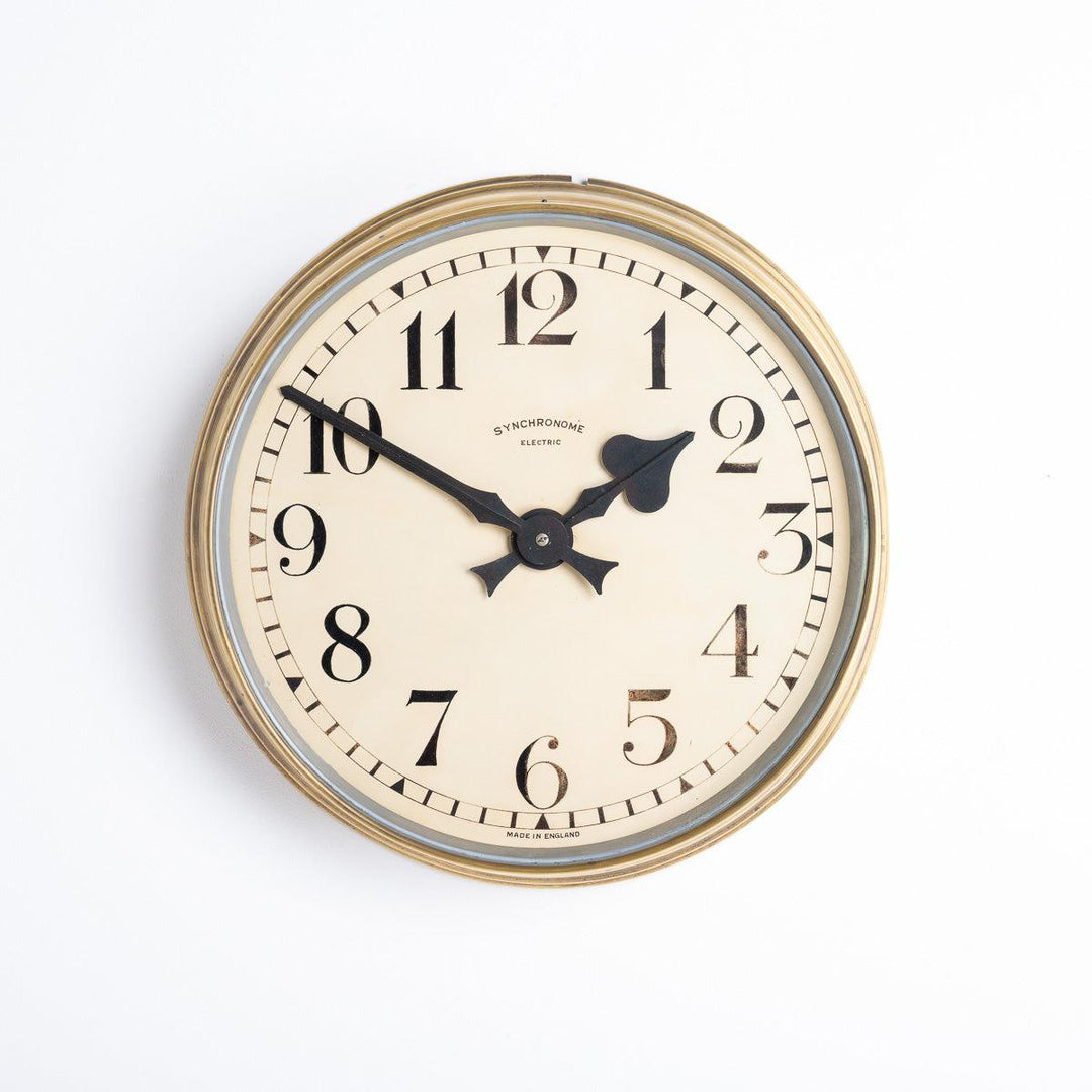 Large 20 inch Antique Brass Industrial Slave Clock by Synchronome