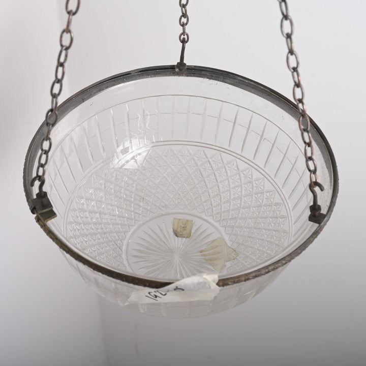 Large Antique Crystal Plafonnier with Diamond & Flute Cut Glass