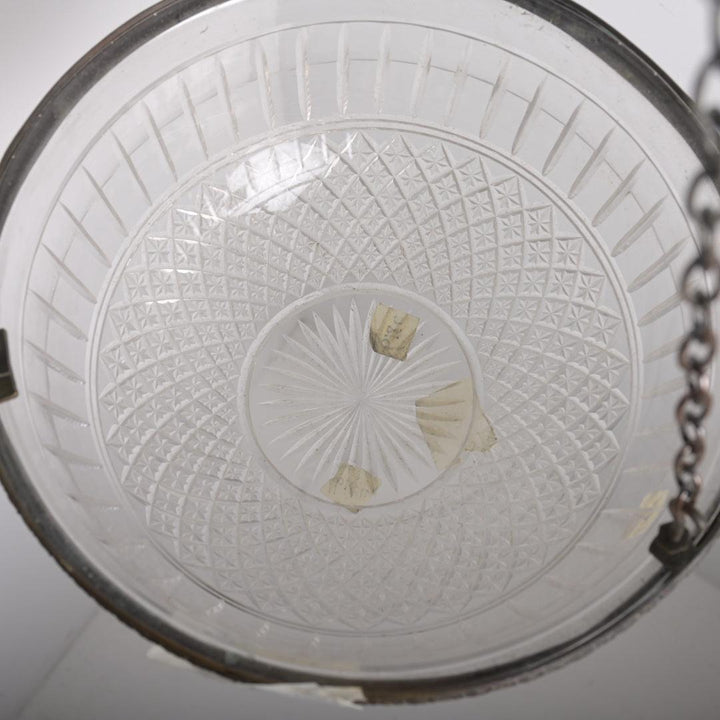 Large Antique Crystal Plafonnier with Diamond & Flute Cut Glass