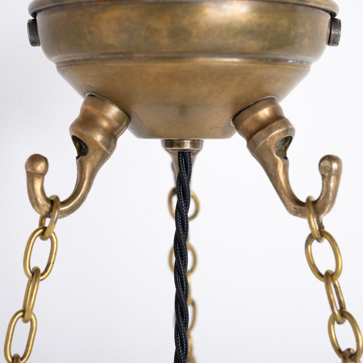 Large Antique Jefferson & Co Moonstone Bowl Plafonnier Pendant Light