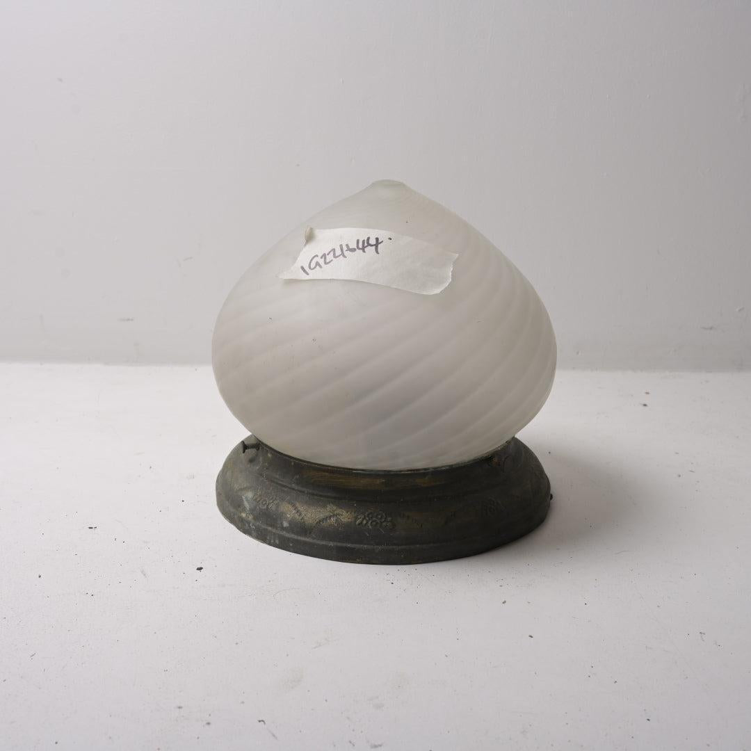 Large Antique Satin "Acorn" Flush Mount with Spiral Optic & Decorative Brass