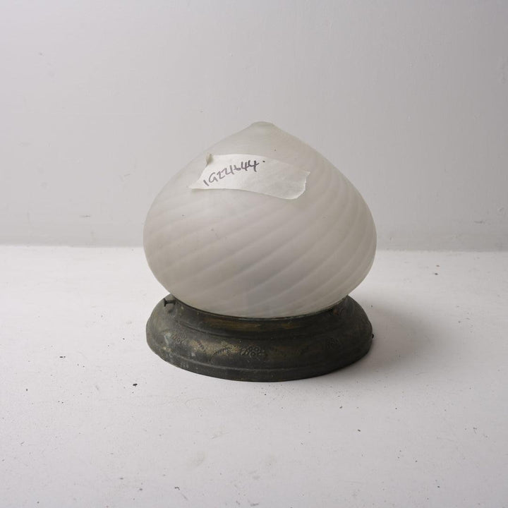 Large Antique Satin "Acorn" Flush Mount with Spiral Optic & Decorative Brass