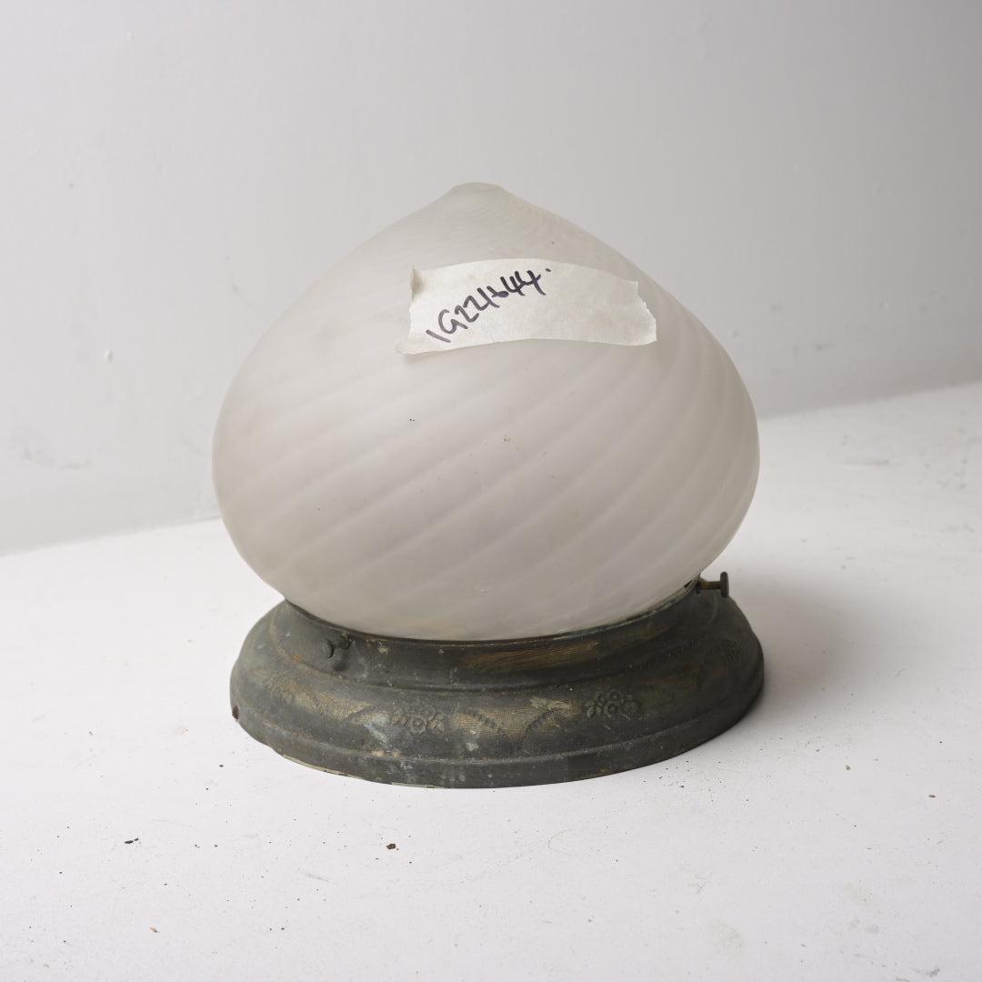 Large Antique Satin "Acorn" Flush Mount with Spiral Optic & Decorative Brass