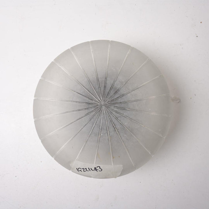 Large Antique Satin Crystal "Mushroom" Flush Mount with Acanthus Leaf Brass Base (Likely F & C Osler)