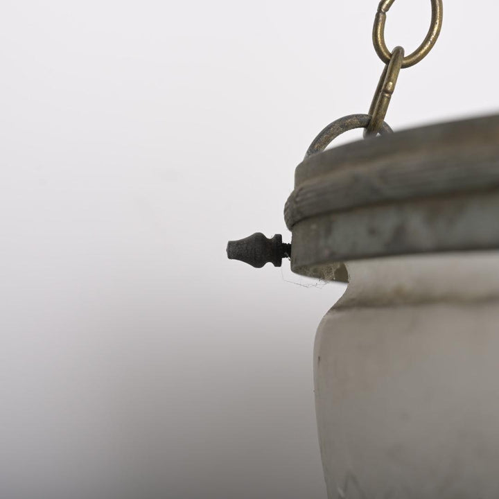 Large Antique Satin Crystal "Pointed" Plafonnier Pendant with Aged Brass Gallery