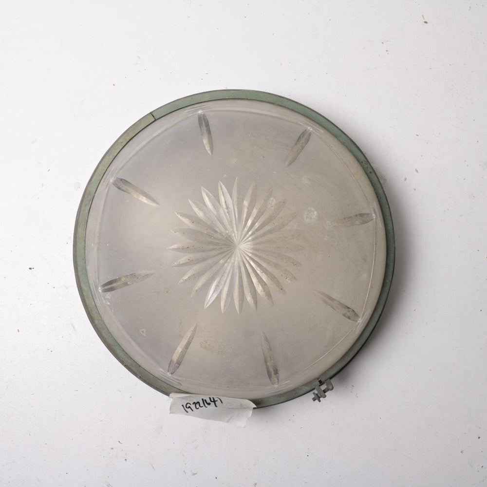 Large Antique Satin Cut Crystal Flush Mount with Aged Copper Finish Gallery