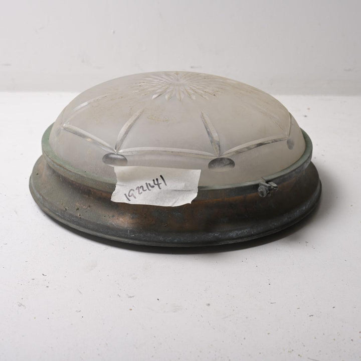 Large Antique Satin Cut Crystal Flush Mount with Aged Copper Finish Gallery