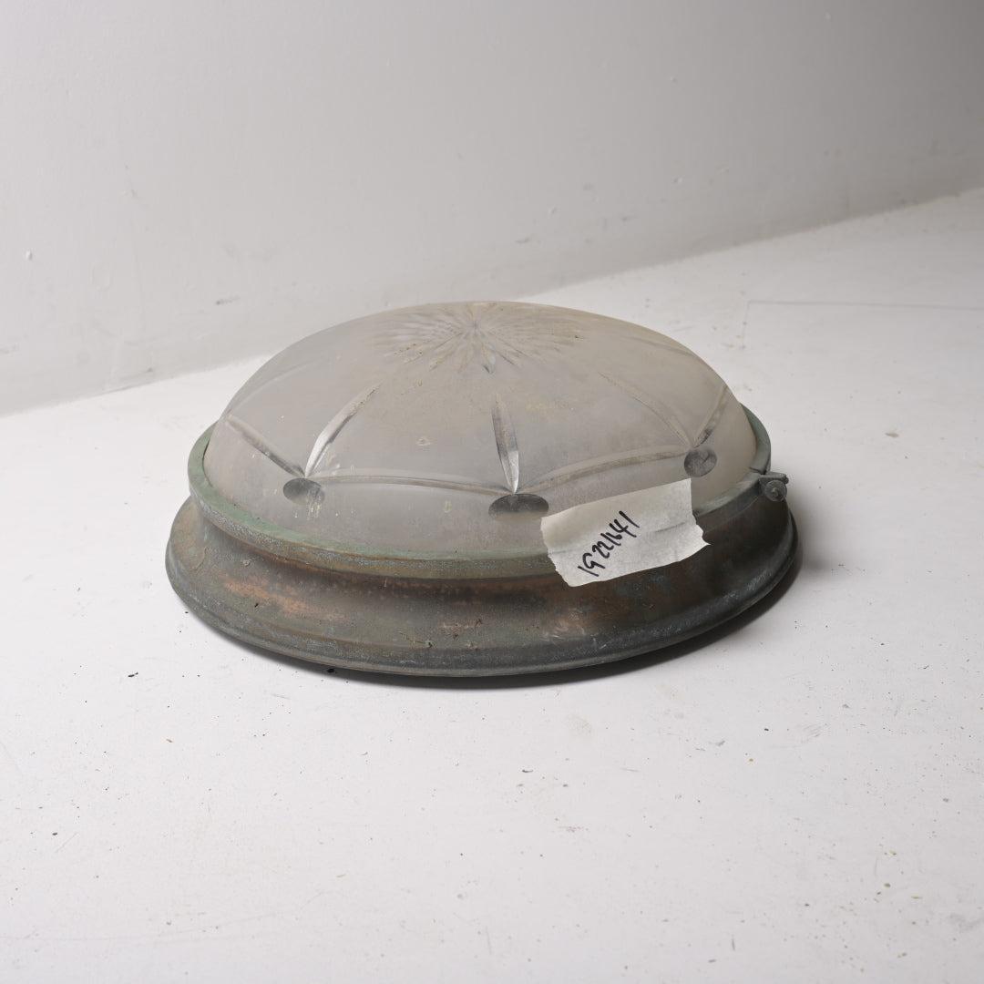 Large Antique Satin Cut Crystal Flush Mount with Aged Copper Finish Gallery