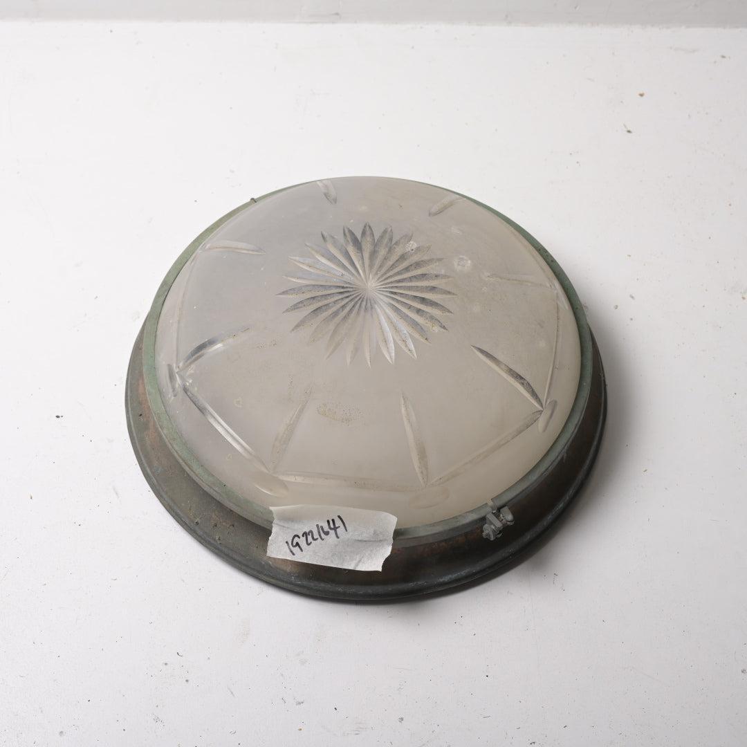 Large Antique Satin Cut Crystal Flush Mount with Aged Copper Finish Gallery