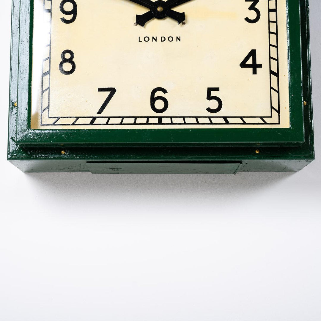 Large Antique Square Factory Wall Clock by Smiths English Clock Systems