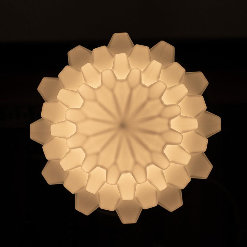 Large Art Deco Geometric Jelly Mould Opaline Glass Pendant Lights with Aged Brass Fittings
