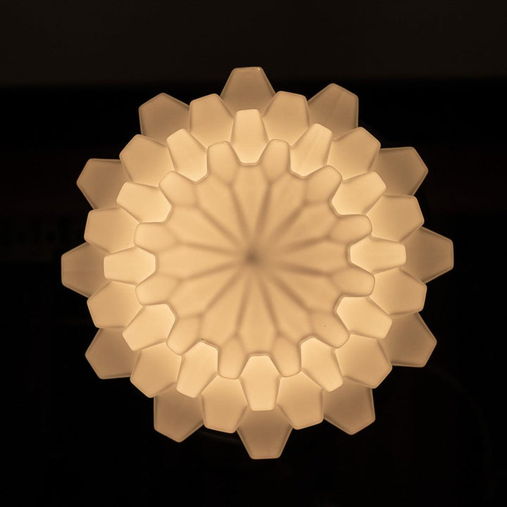 Large Art Deco Geometric Jelly Mould Opaline Glass Pendant Lights with Aged Brass Fittings