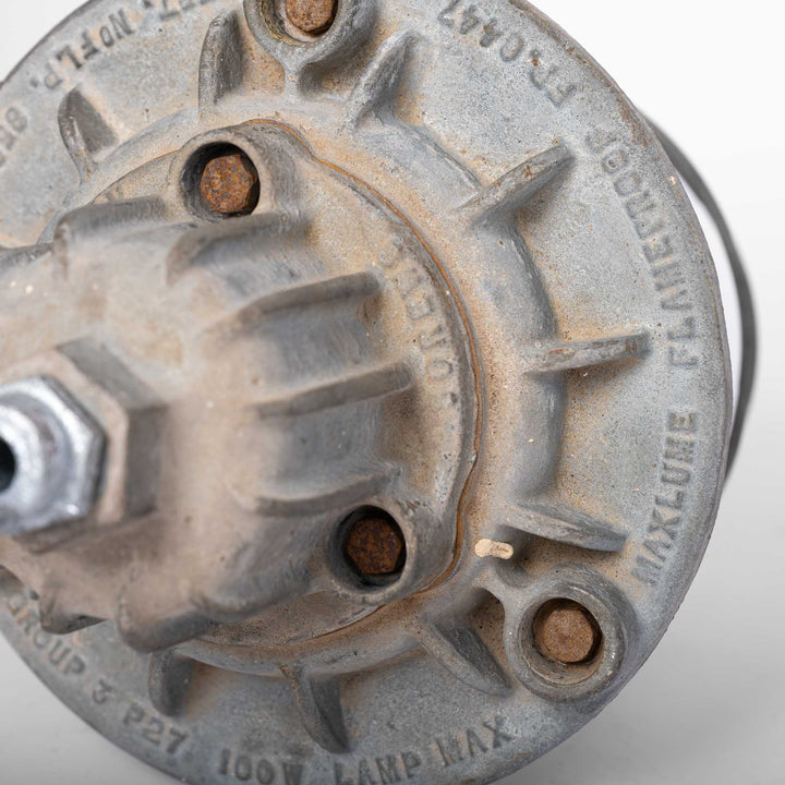 Large Cast Iron Flameproof Industrial Pendant Lights with Grey Enamel Shades by Maxlume