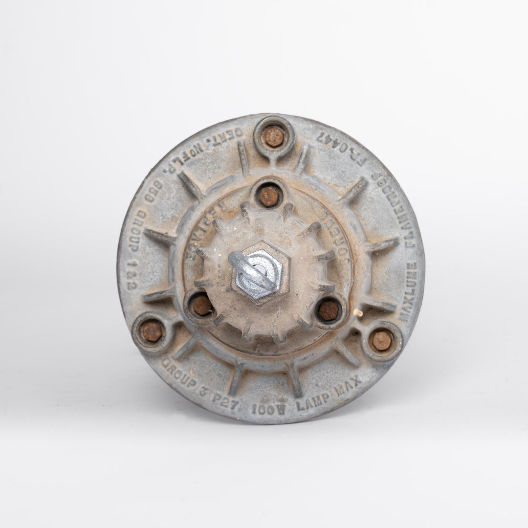 Large Cast Iron Flameproof Industrial Pendant Lights with Grey Enamel Shades by Maxlume