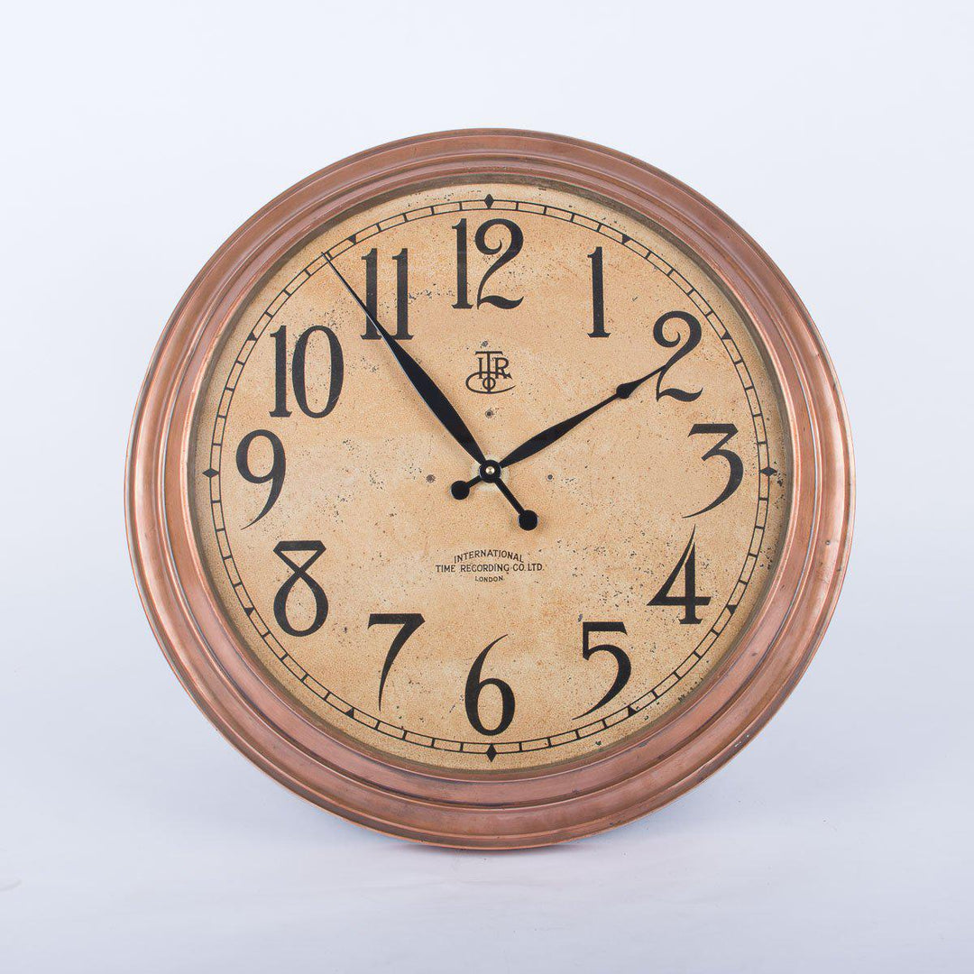 Large Copper Factory Clock by International Time Recording Co Ltd
