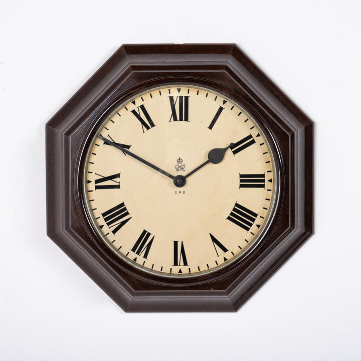 Large G.P.O Octagonal Bakelite Case Wall Clock by Gents of Leicester