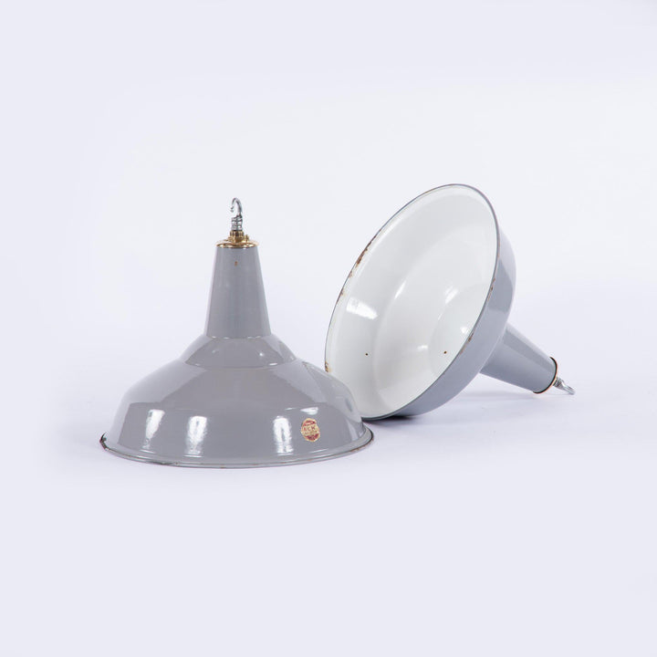 Large Grey Enamel Industrial Lights by Benjamin Electric