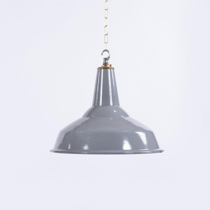 Large Grey Enamel Industrial Lights by Benjamin Electric