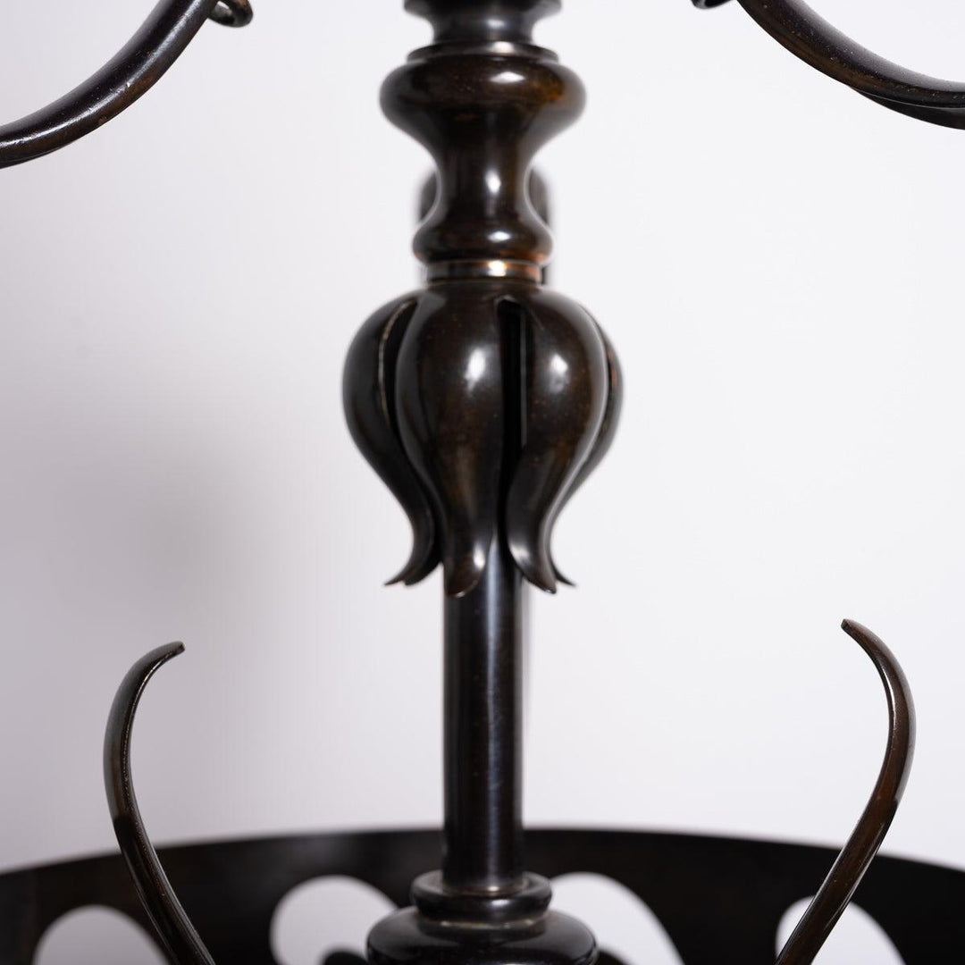 Large & Impressive British Arts & Crafts Chandelier with Original Vaseline Glass Shades