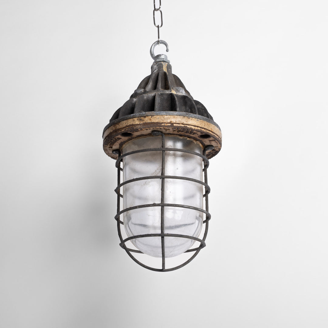Large Industrial Flameproof Caged Pendant Lights by Walsall Conduits Ltd