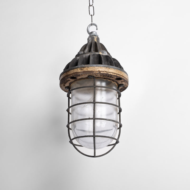 Large Industrial Flameproof Caged Pendant Lights by Walsall Conduits Ltd