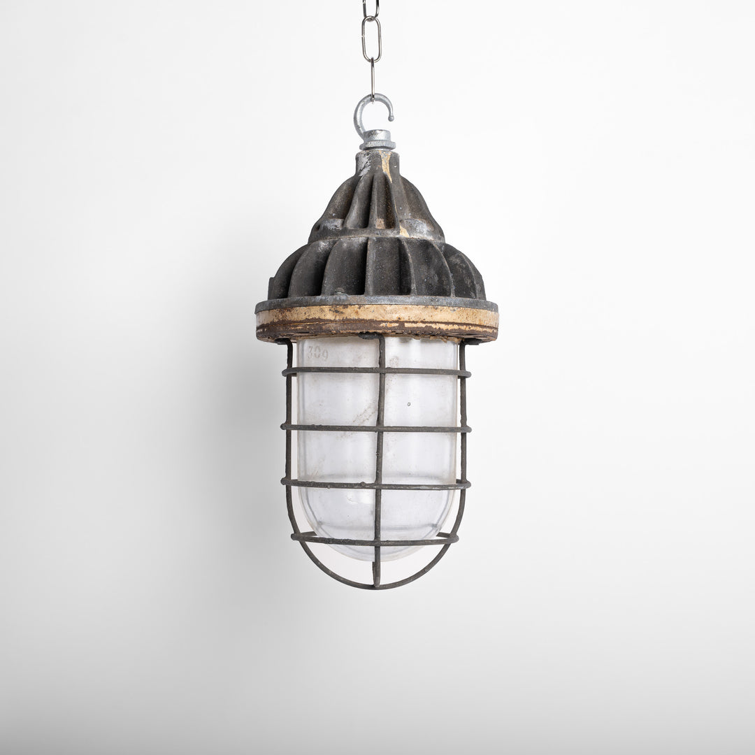 Large Industrial Flameproof Caged Pendant Lights by Walsall Conduits Ltd