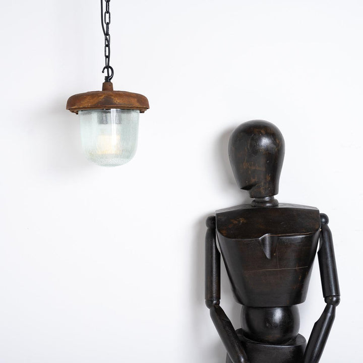 Large Industrial Rusted Pendant Lights Reclaimed from the Eastern Bloc