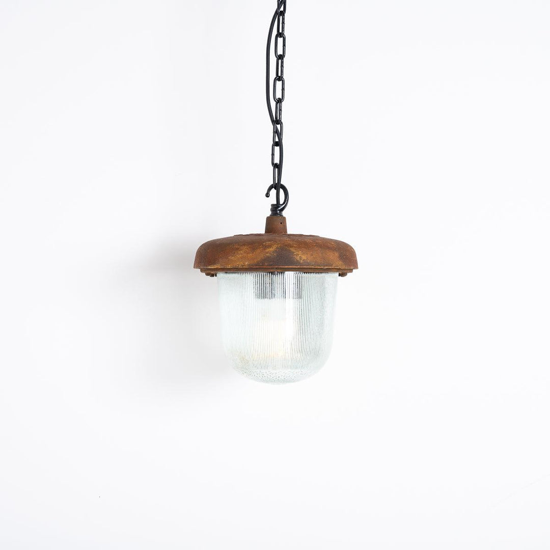 Large Industrial Rusted Pendant Lights Reclaimed from the Eastern Bloc